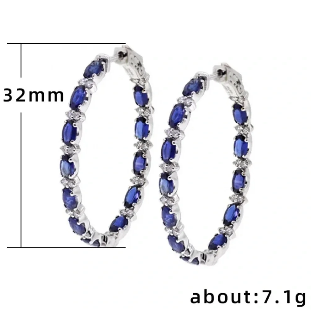๐ Big Hoop Sapphire Earrings - Picture 4 of 4